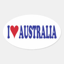 I Love Australia Oval Stickers