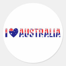 I Love Australia Round Stickers