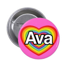 I love Ava, rainbow heart Buttons