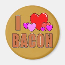 I Love Bacon I Heart Bacon Fun Bacon Design Magnets