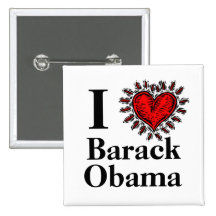 I Love Barack Obama Heart Pinback Button