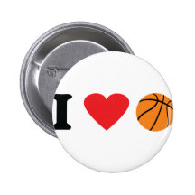 I love basketball icon pinback buttons
