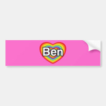 I love Ben: rainbow heart Bumper Stickers
