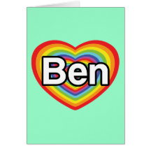 I love Ben: rainbow heart Cards