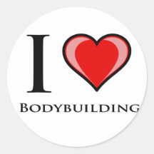 I Love Bodybuilding Round Stickers