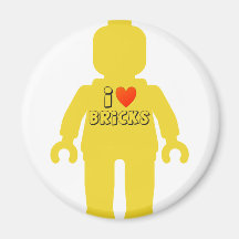 I Love Bricks Minifig Fridge Magnet