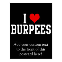 I Love Burpees, Fitness Post Card