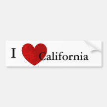 I Love California Bumper Stickers