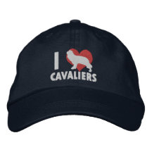 I Love Cavaliers Embroidered Hat (Dark)