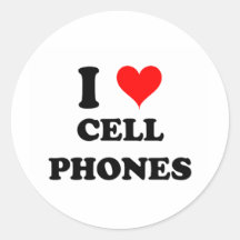 I Love Cell Phones Round Stickers
