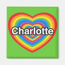 I love Charlotte. I love you Charlotte. Heart Refrigerator Magnets