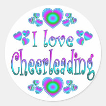 I Love Cheerleading Round Stickers