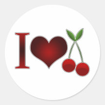 I Love Cherries Round Stickers