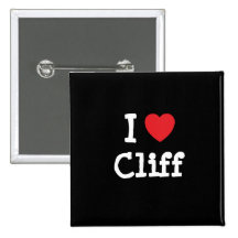 I love Cliff heart custom personalised Pinback Button