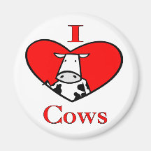 I Love Cows Red Fridge Magnet