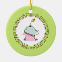 I Love Cupcakes Ceramic Christmas Ornaments
