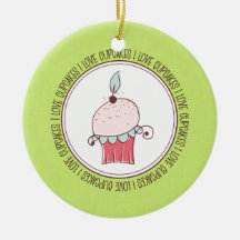 I Love Cupcakes Ceramic Christmas Ornaments
