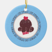 I Love Cupcakes Ceramic Christmas Ornaments
