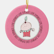 I Love Cupcakes Ceramic Christmas Ornaments