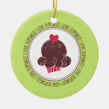I Love Cupcakes Ceramic Christmas Ornaments