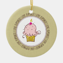 I Love Cupcakes Ceramic Christmas Ornaments