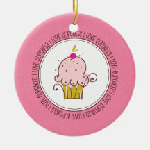 I Love Cupcakes Ceramic Christmas Ornaments