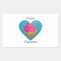 I love cupcakes pink cupcake rectangle stickers