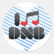 I Love DNB Round Sticker