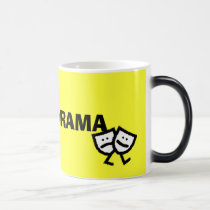I LOVE DRAMA w/walking masks morphing mug mugs
