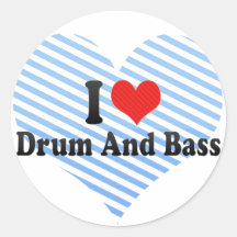 I Love Drum And Bass Round Stickers