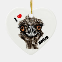 I LOVE EMUS CHRISTMAS ORNAMENTS