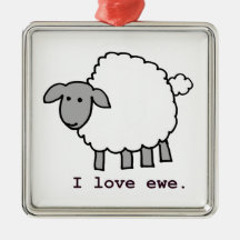 I Love Ewe Sheep Christmas Ornaments
