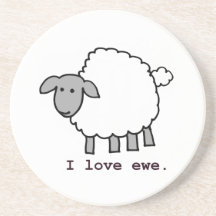 I Love Ewe Sheep Drink Coasters