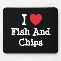 I love Fish And Chips heart T-Shirt Mouse Mats