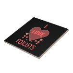 I Love Foilists Textured Pink Hearts Ceramic Tile