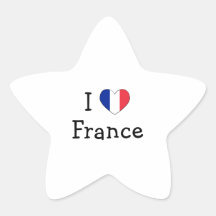I Love France Star Stickers