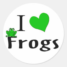 I Love Frogs Round Stickers
