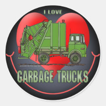 I Love Garbage Trucks Kids Sticker