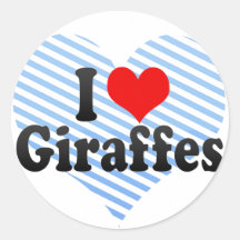 I Love Giraffes Round Stickers