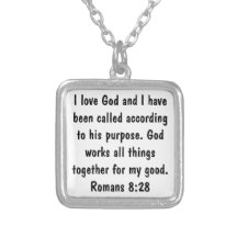I love God bible verse Romans 8:28 necklace