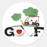 I Love Golf Round Sticker