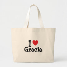 I love Gracia heart T-Shirt Bags