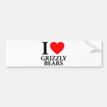 I Love Grizzly Bears Bumper Stickers