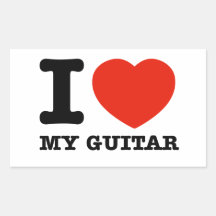 I love guitars rectangle stickers