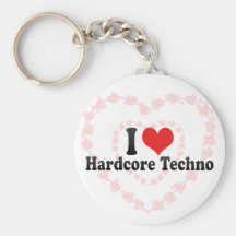 I Love Hardcore Techno Key Chain