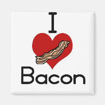 I love-heart Bacon Fridge Magnets