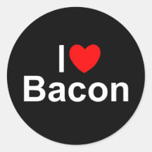 I Love (Heart) Bacon Round Stickers