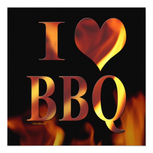 I Love (Heart) BBQ Invite