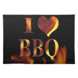 I Love (heart) BBQ placemat