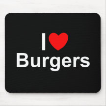 I Love (Heart) Burgers Mouse Pads